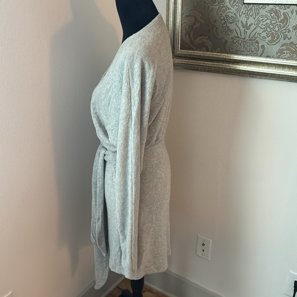 HASHTTAG IN TREND Hacci Long Sleeve Wrap Dress Heather gray top mini dress Sz M - Picture 2 of 7